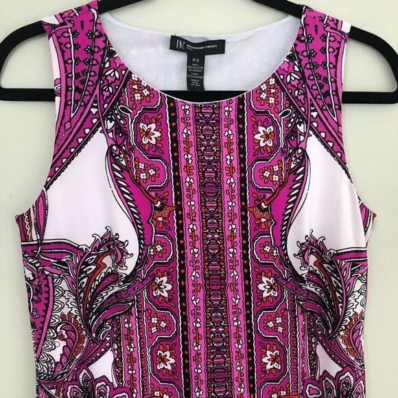 I.N.C. Sleeveless Pink Paisley Print Shift Dress Size Small Petite - Picture 4 of 10